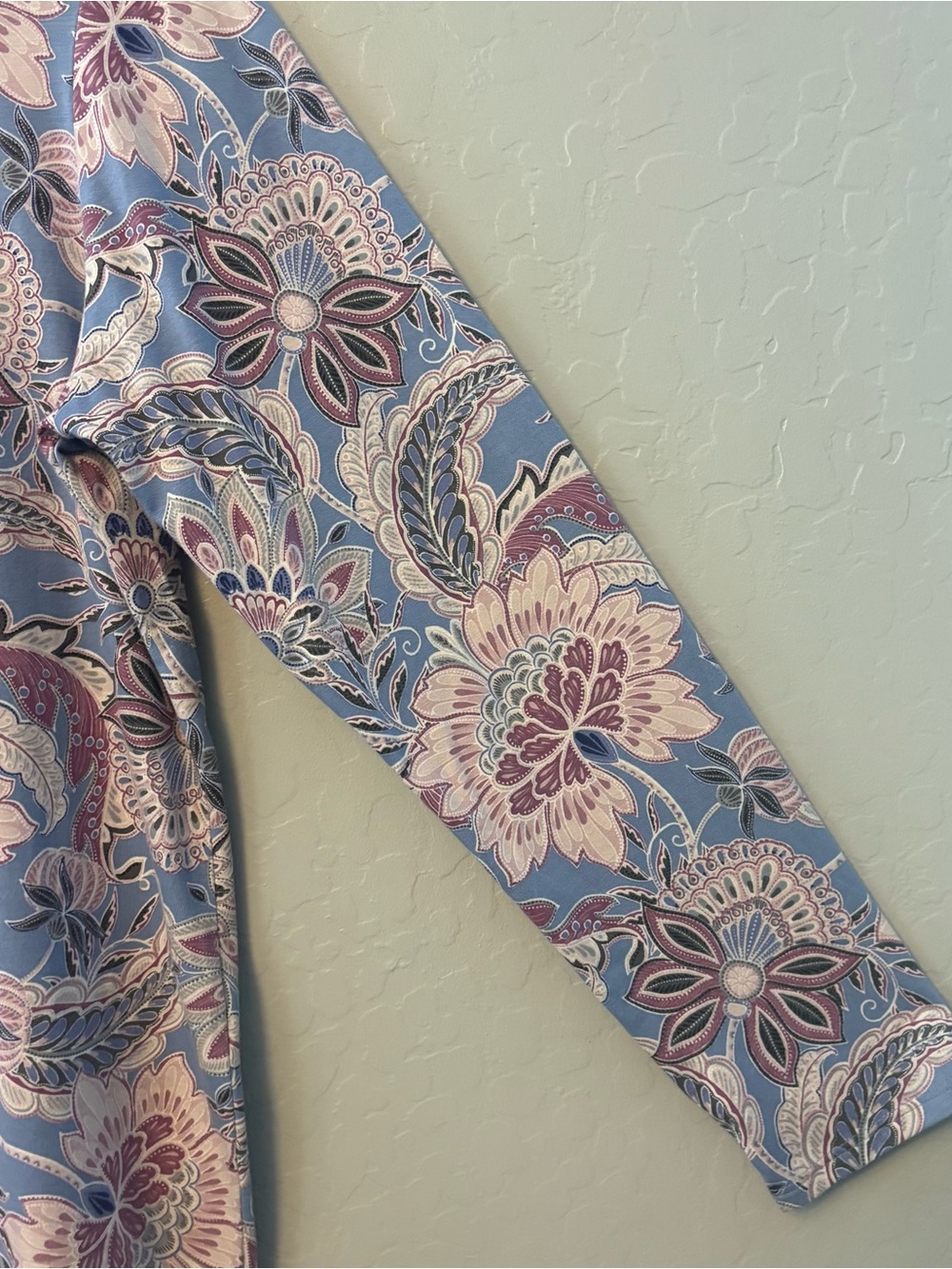 Pure jill long sleeve shirttail tee pima cotton blue pink paisley medium - Picture 9 of 16